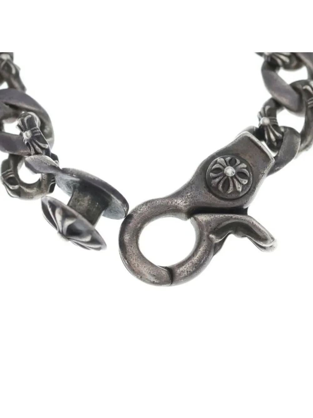 Chrome Hearts Vintage Fancy Link Clip Bracelet 15 Silver